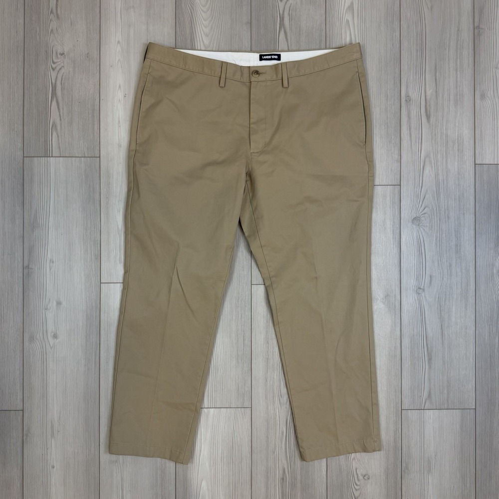 Lands End Men's Slim Fit No Iron Chino Pants #495164 Khaki 42x29